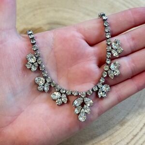 Necklace VTG Austrian Crystal Rhinestone Choker Art Deco Jeweled Bridal 15"